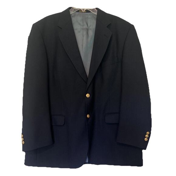 Stafford Men’s Blazer 50R Navy Wool blend Gold Buttons Sports Coat Suit Jacket - Picture 1 of 12